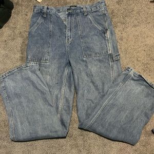 High rise blue jeans